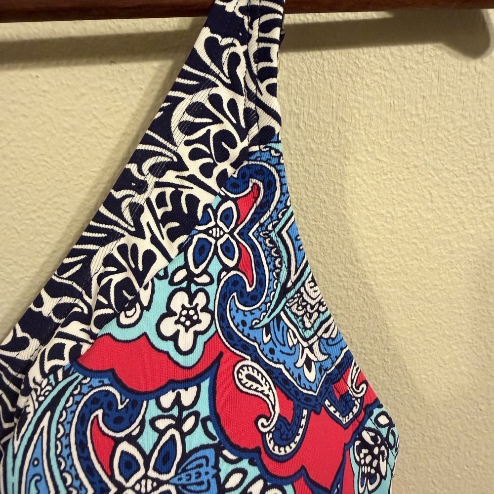 Tommy Bahama Paisley Tankini Swim Top Pink Blue Tropical Women’s Small - Picture 6 of 10